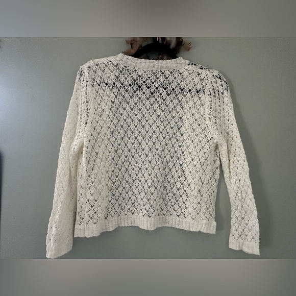 Cloude Chaser Women's Size L White Open Knit Cardigan Sweater Soft Casual NWOT - Picture 6 of 11